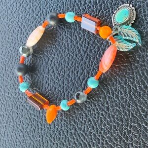 Hand Crafted Vibrant Orange and Turquoise Bracelet
